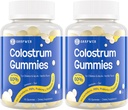 Bovine Colostrum Supplement Gummies - med 60% Højeste IgG, Lactoferrin, Probiotika og Prebiotika til voksne og børn, Vanilla Flavor & Sukker Free, 2 Pack