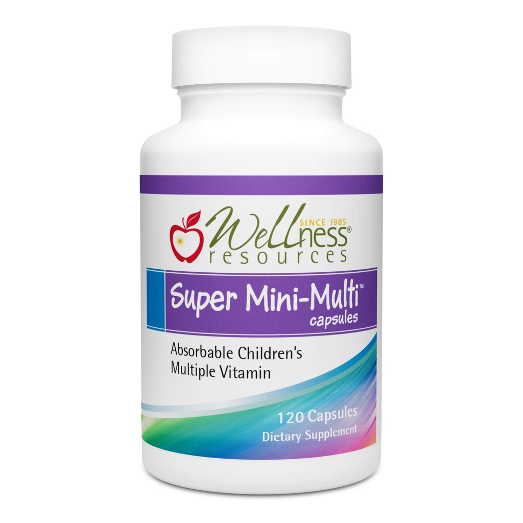Super Mini- Multi - Børn Multivitamin Swalable Kapsler med methylfolat, Methyl B12 og Coenzym B Vitaminer for vækst, Fokus, Hjerne Sundhed (120 Kapsler)