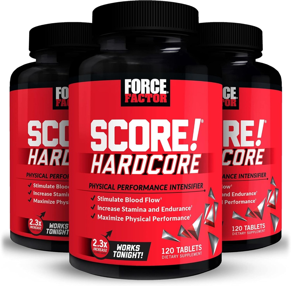 Kraftfaktor! Hardcore, 3-Pack, Nitrooxid Booster supplement til mænd med L- Citrullin, Yohimbe, Black Maca & B Vitaminer til Boost Øge Stamina, Maksimere fysisk ydeevne, 360 tabletter
