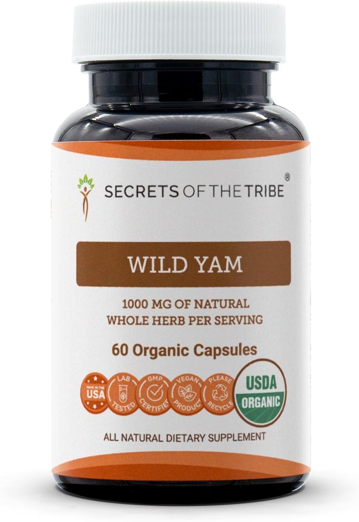 Secrets of the Tribe Wild Yam USDA Organic 60 Kapsler Note 124; Lavet med Organic Vegetar Kapsler og Responsible opdrættede Wild Yam (Dioscorea Villosa) Tørret rod (60 Kapsler)