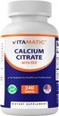 Vitamatic Calcium Citrate with Vitamin D3 – 240 Tablets – High Absorption Calcium Citrate with D3 – Non-GMO, Gluten-Free