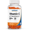 Nutricost Vitamin C Gummies (500mg) 120 Gummies - Made with Natural Flavors & 556% DV of Vitamin C, Vegan, GMO-Free, Gluten-Free, 30 Servings