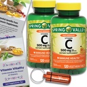 Spring Valley Vitamin C Immune Health Fast Dissolve Chewable Tablets 500 mg 120 Ct 2 Pk (240 Total) + Vitamin Vitality & Pill Container (4 Items)!