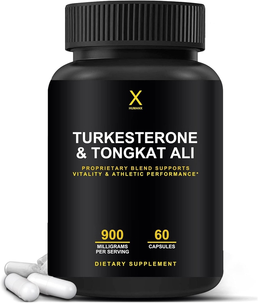 HUMANX Turkesteron & Tongkat Ali 900mg - Understøtter energi, Stamina, og Muscle Recovery and Growth - Turkesteron Supplement - Tongkat Ali Supplement - Long Jack Extract (Eurycoma Longifolia)