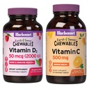BlueBonnet Nutrition Vitamin D3 2000 IU Chewables and Vitamin C 500 mg Chewables Bundle