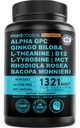 12- in-1 Nootrop Brain Supplement med koffein Vandfri: Ginkgo Biloba for Brain Support, Memory and Focus - B12, Alpha GPC, L Theanin og Cholin Kosttilskud med Bioperine med 1321mg (60ct)