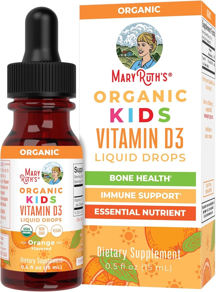 MaryRuth Organics USDA Organic Vitamin D3 Liquid Drops til børn 124; 640 IE Vitamin D3 Per Servering