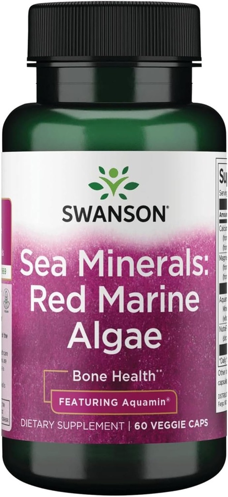 Swanson Aquamin Sea Minerals: Red Mineral Algae 60 Veg Kapsler