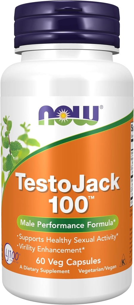 Now Foods Supplements, TestoJack ™ 100 med LJ100 ®, et potent standardiseret ekstrakt af Tongkat Ali (Eurycoma longifolia), Tribulus og ZMA ®, 60 Veg Kapsler