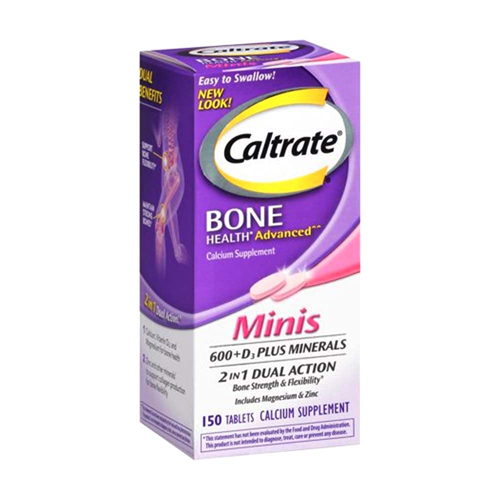 Caltrat 600 + D3 Plus mineraler Mini Calcium & vitamin D3 Supplement Mini Tablet, 600 mg, 150 Tæl (pakke med 3)