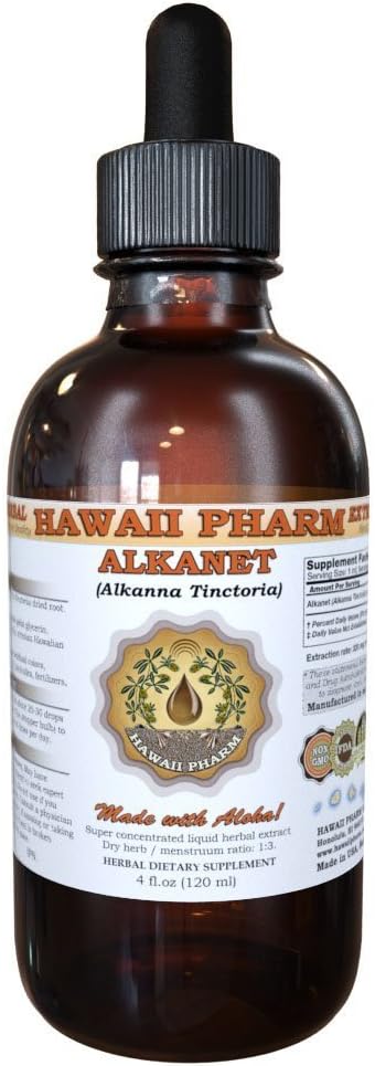 HawaiiPharm Alkanet Liquid Extract, Alkanet (Alkanna Tinctoria) Root Tincture Herbal Supplement 2 oz