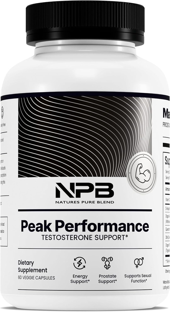 Naturens Pure Blend Peak Performance - Testosteron supplement til mænd med D-aspartasyre, Ashwagandha & DIM - Herre Prostata Health Support, Muscle Strength & Energy - Prostata supplement