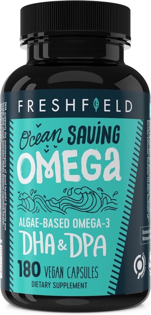 Ocean Saving Omega, Alger Omega 3, DHA tillæg, 6-måneders forsyning, højeste DHA niveauer per kapsel (440 mg), w / DPA
