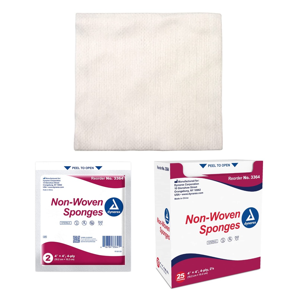 GAUZE SPNG N-W ST 4X4 4PLY DYN Size: 25 by DYANAREX