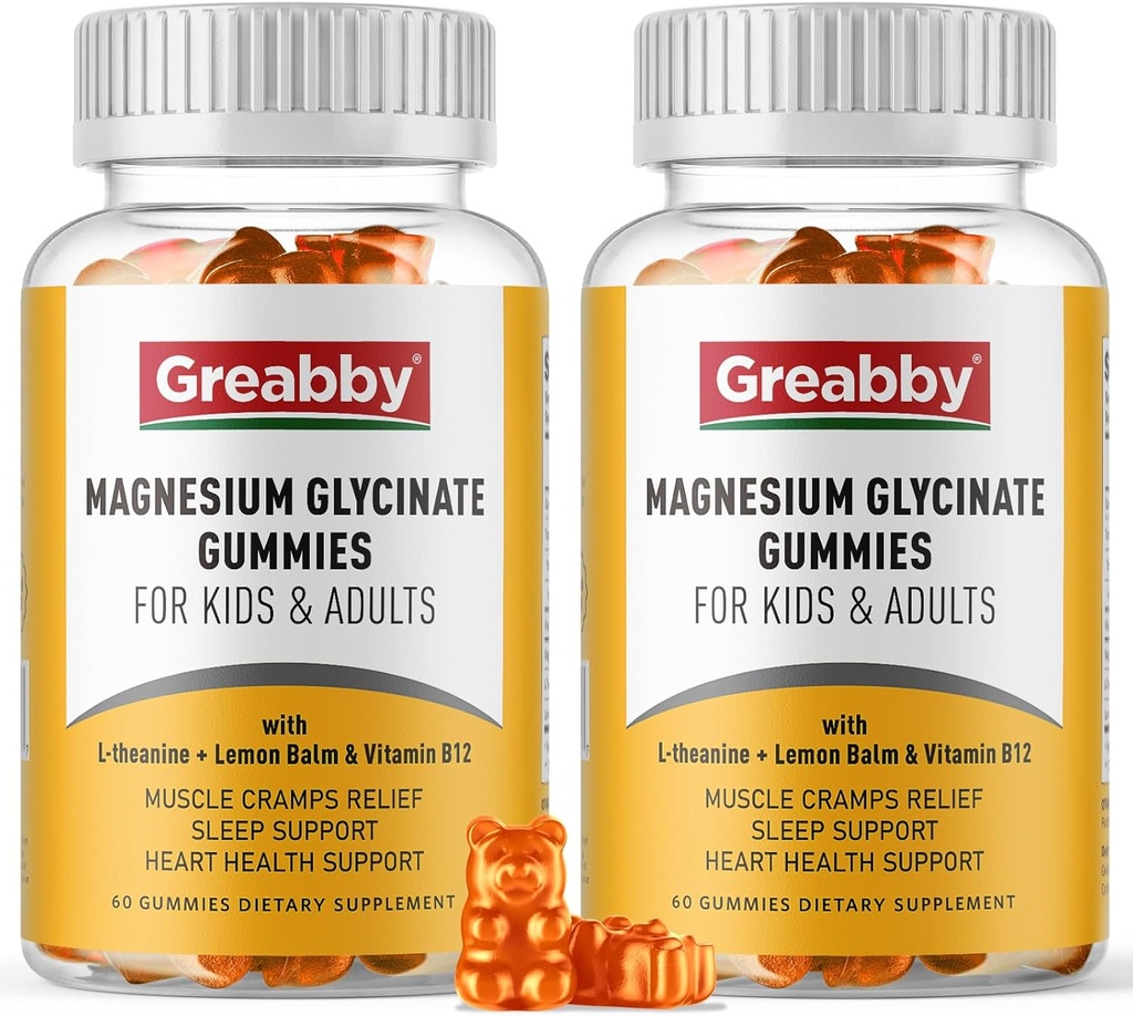 Magnesium Glycinate Gummies for børn og voksne - Magnesium Glycinate 300mg tyggetabletter - fremmer søvn, muskel, afspænding (120Count)