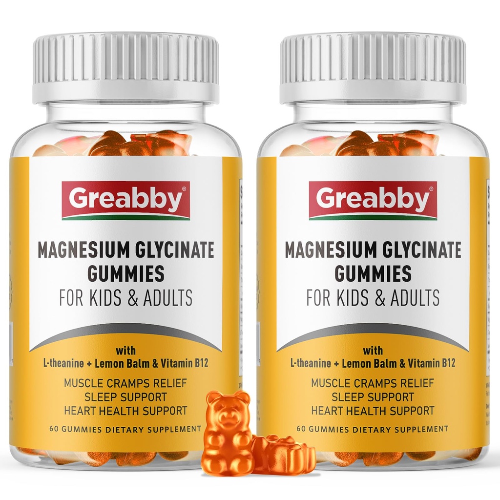 Magnesium Glycinate Gummies for børn og voksne - Magnesium Glycinate 300mg tyggetabletter - fremmer søvn, muskel, afspænding (120Count)