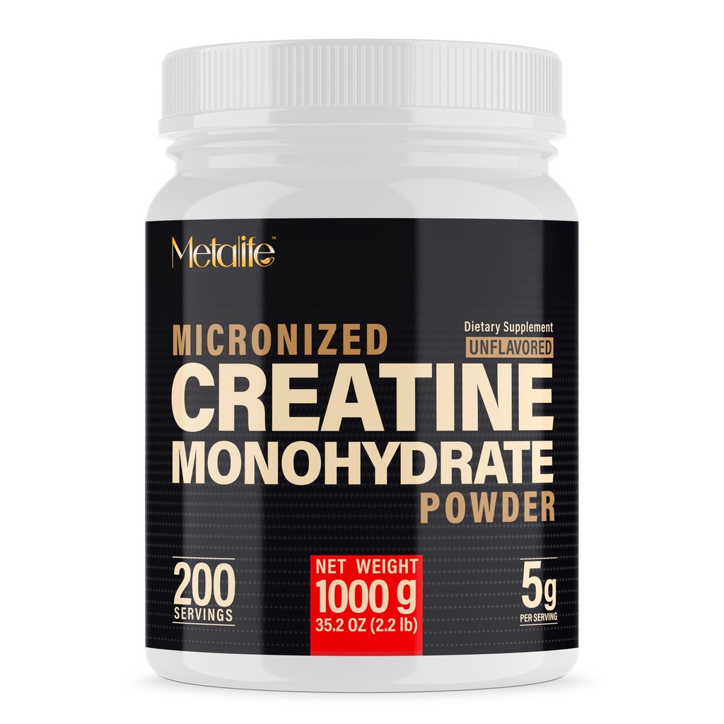 100% Pure Creatinine Monohydrat Powder 200 Servering, Mikroniseret pulver, Muskelvækst, Unflavored, Ideel til atleter & Fitness Entusiasts, Tredjeparts laboratorium Testet, Vegan, 1000 g