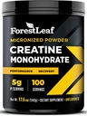 ForestLeaf Mikroniseret Creatin monohydrat pulver - Maksimere muskelvækst & styrke - Unflavored Creatin for kvinder og mænd - 5G Per Servering - 100 Servering