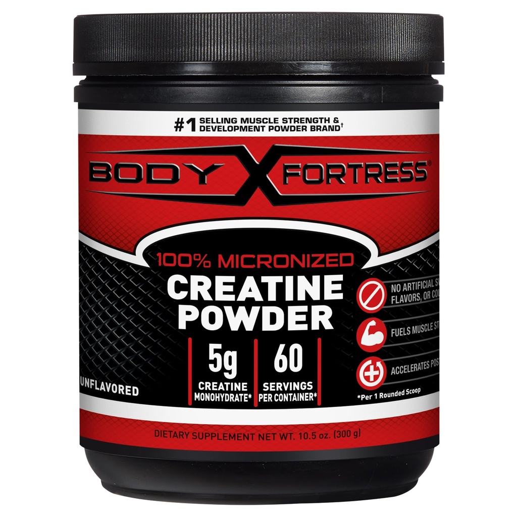 Krop Fæstning 100% Creatin monohydrat pulver - Unflavored Mikronized Creatin Supplement for muskelvækst, Styrke & Inddrivelse, Pre Workout & Post Workout for kvinder og mænd - 5g Per Scoop