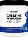 Nutricost Creatine Monohydrat + Hydration Blå Raspberry Flavored (30 Servere) - 7 Vitamin & Min, 5000mg Creatin Per Servering