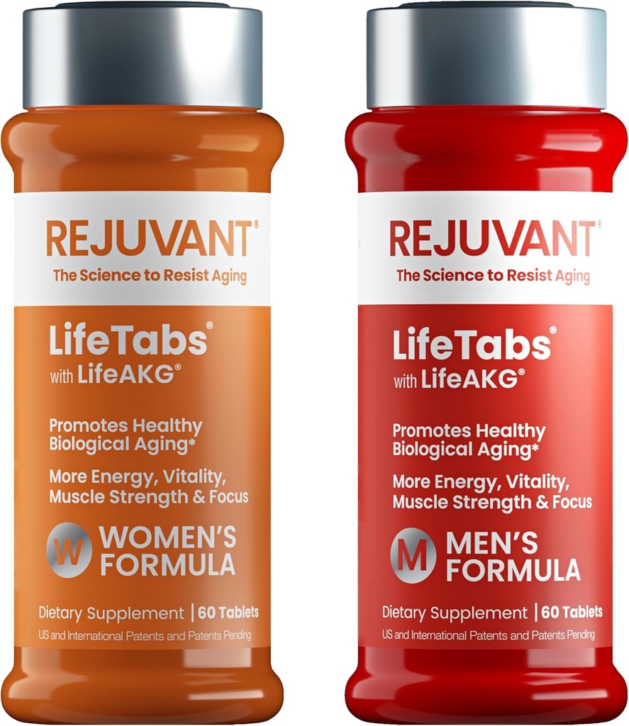 Rejuvant Mænds & Women 's AKG Longevity Supplement - 2 Pack (1 Mænds + 1 Women' s) 1000MG 98% Pure Calcium Alpha- Ketoglutarate - Patenteret Sustained- Release Formel for cellulær reparation & Vitality