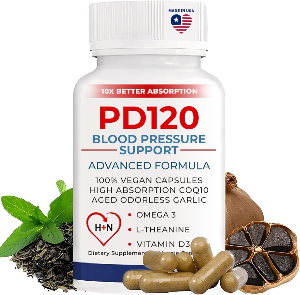 Blood Pressure Support Support, Black Hvidløg Uddrag med COQ10 - Blodtrykstillæg, - 60 kapsler
