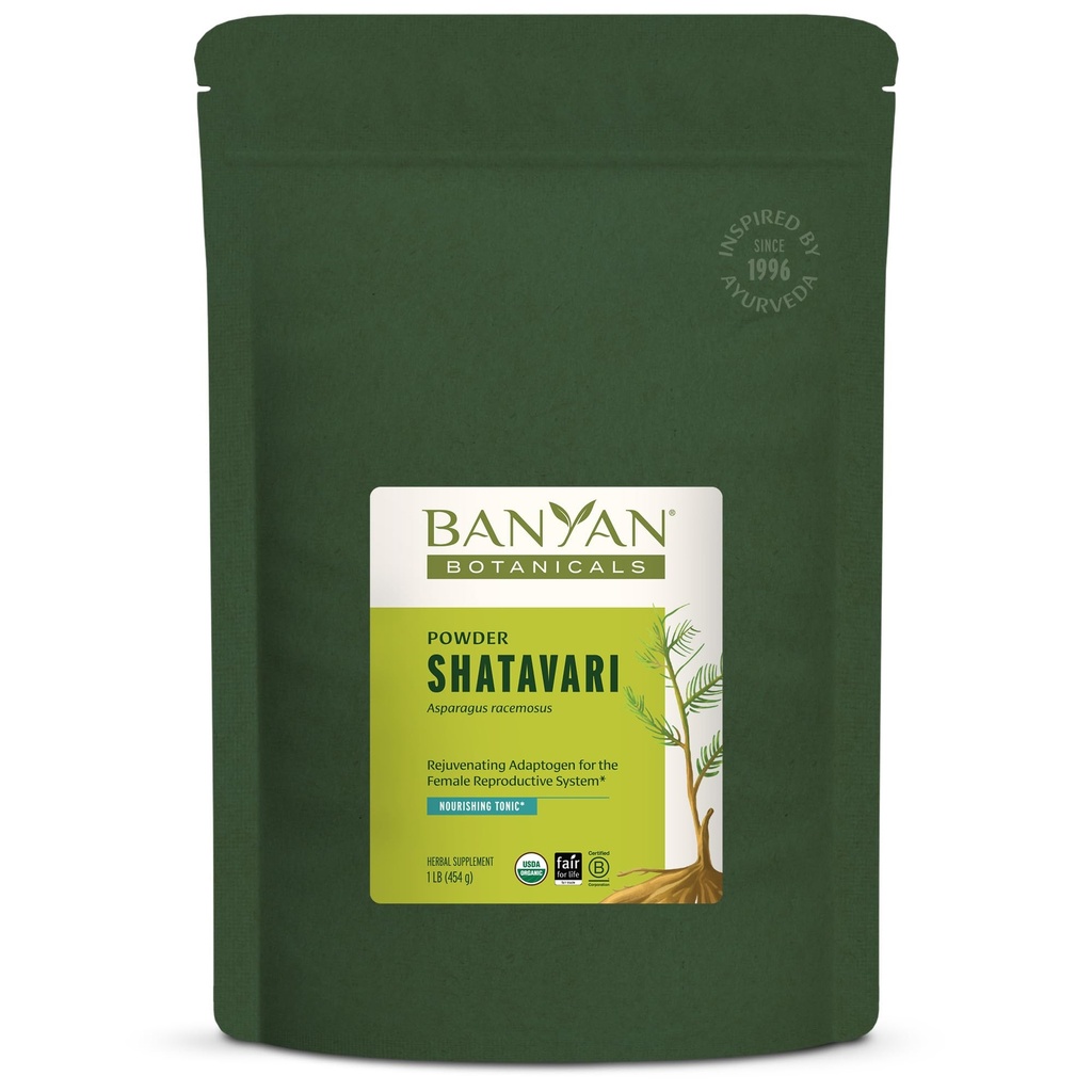 Banyan Botanicals Shatavari Powder - Organic Asparges Racemosus Root Powder - Foryngende Adaptogen Tonic, der understøtter et sundt reproduktivt system * - 1 LB. - Ikke-GMO bæredygtigt sourced Vegan