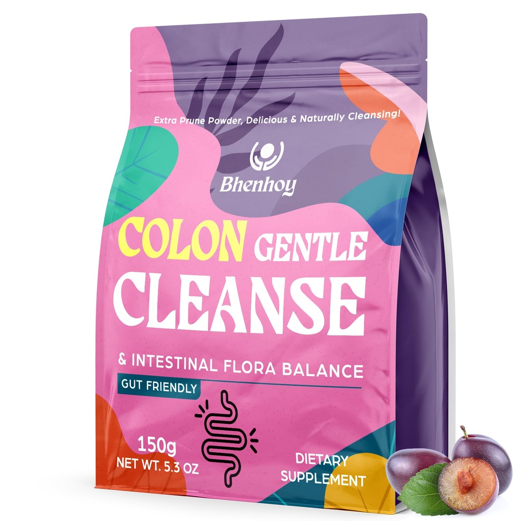 Colon Gentle Cleanse & Detox, Gut Cleanse Detox for Kvinder & Mænd, til fordøjelse, Gut Health *, Intestinal Flora *, Obstipation *, med 7 Probiotika, Psyllium Husk Powder & Fiber Supplement, Prune, 5.3 OZ