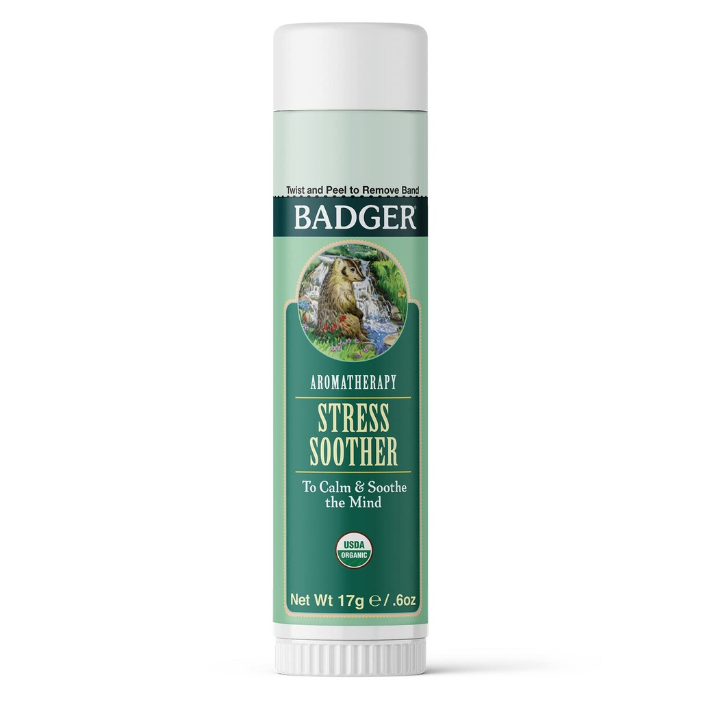 Badger - Stress Sother Balm, Aromaterapi Balm Stick, Certified Organic, Aromaterapi Oil, Essential Oil Roller, 0.6 oz