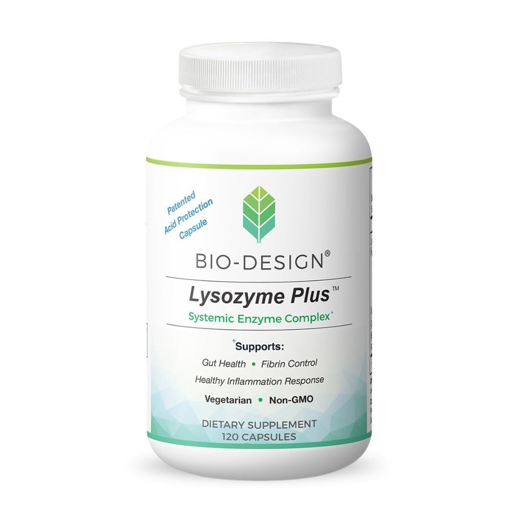 Lysozyme Plus Systemisk Enzyme Complex - Broad Spectrum & Meget aktive Vegetariske enzymer - Understøtter Gut Sundhed, Fibrin & Inflammation Control - 120 Kapsler
