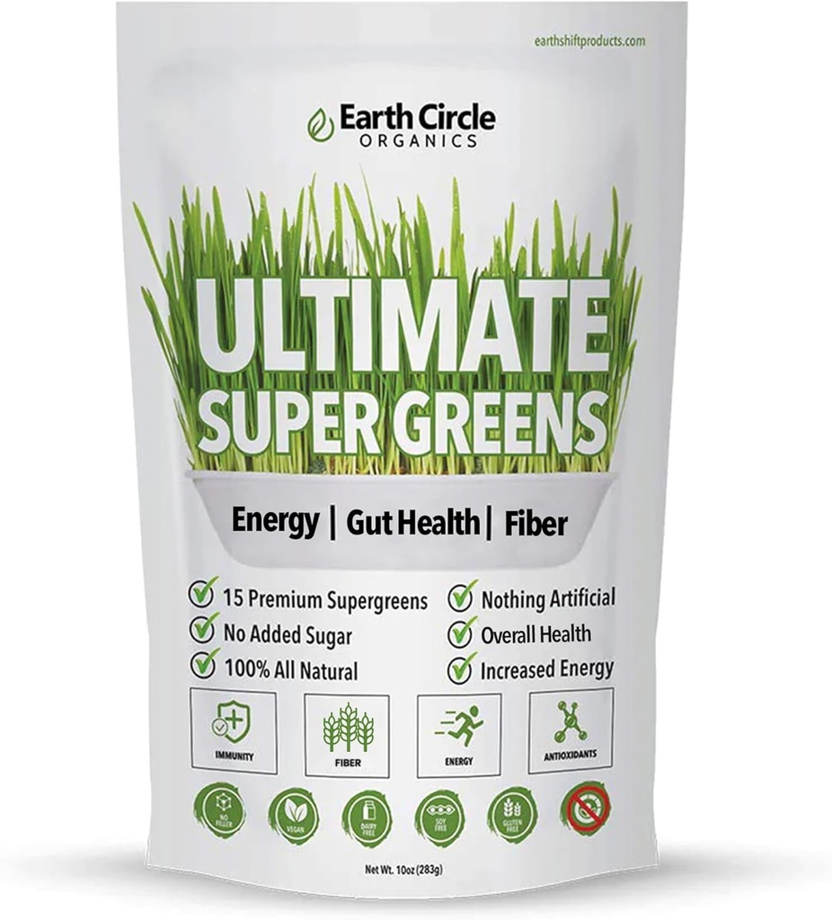 Earth Circle Organics Ultimate Super Green Powder 30 Servering, 10oz (pakke med 1)