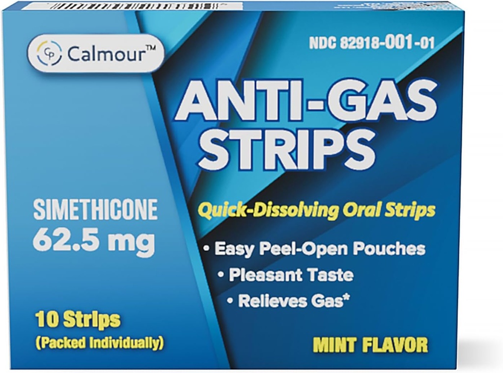 Anti Gas Relief 10 Strips Б124; Mint Flavor Oral opløselig Anti Bloating Relief Strips Б124; Hurtig Gas Relief for voksne