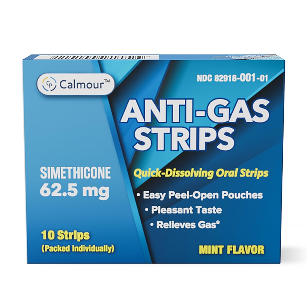 Anti Gas Relief 10 Strips Б124; Mint Flavor Oral opløselig Anti Bloating Relief Strips Б124; Hurtig Gas Relief for voksne