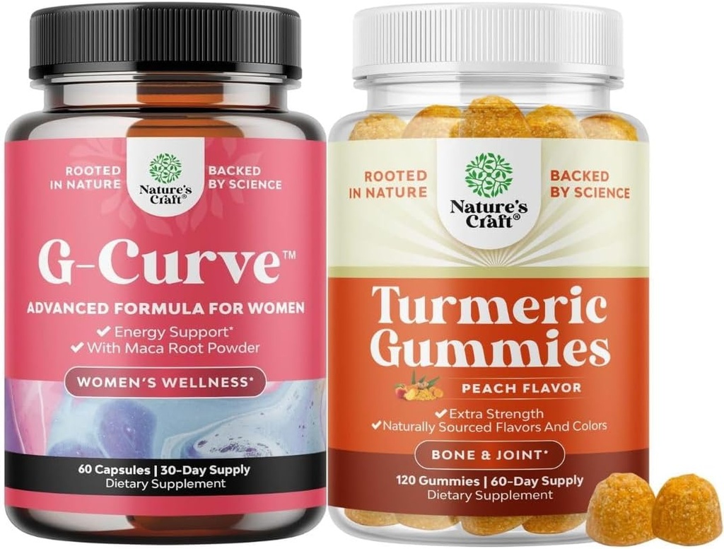 Bundle af G- Curve Butt og Bryst Enhancement piller - Urte Enhancer kan støtte Body Skulpting Curves og gurkemeje for voksne Peach Flavor - Ekstra styrke fælles støtte Gummier