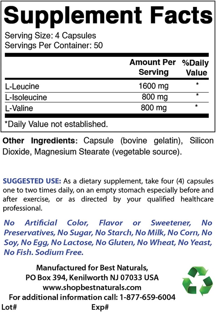 Best Naturals BCAA 3200mg & B-100 Complex
