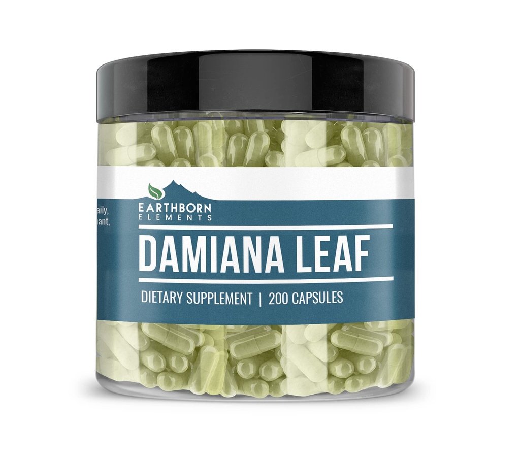 Earthborn Elements Damiana Leaf 200 Kapsler, Pure & Ufortyndet, Ingen tilsætningsstoffer