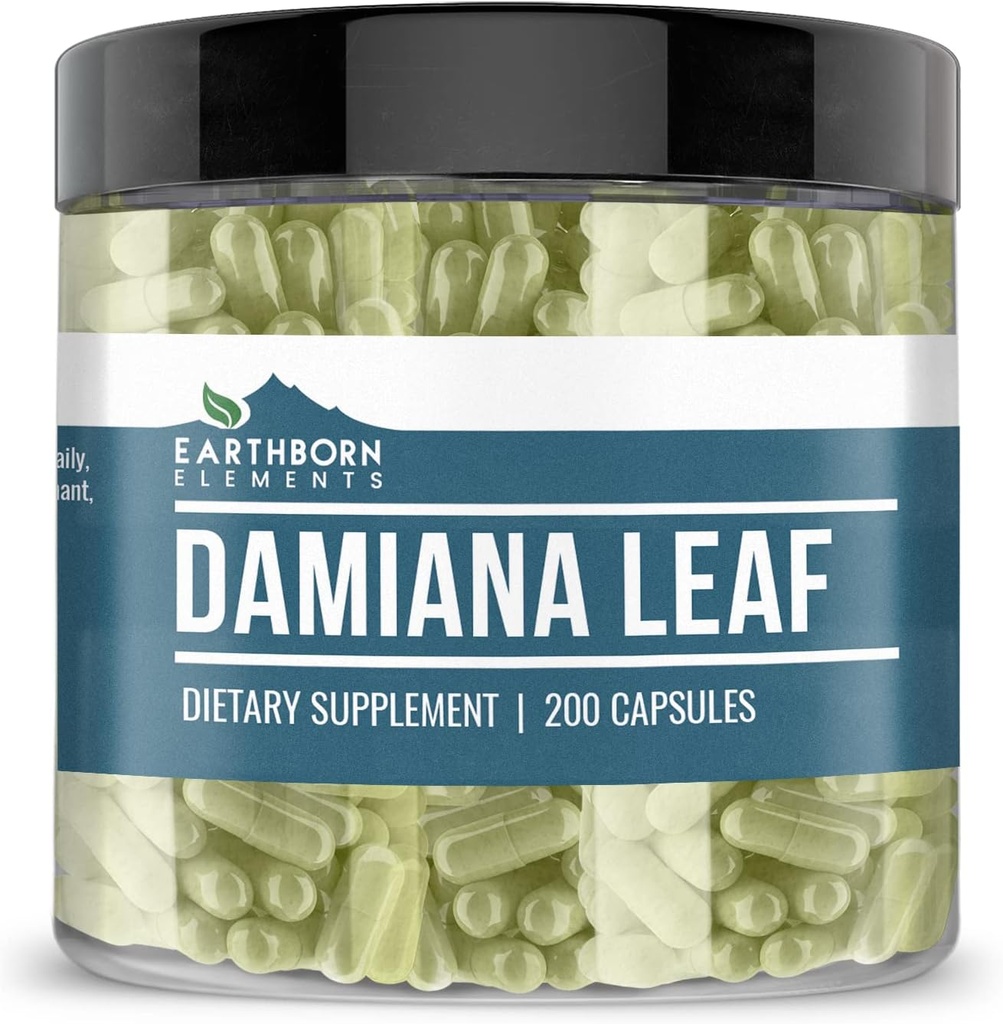 Earthborn Elements Damiana Leaf 200 Kapsler, Pure & Ufortyndet, Ingen tilsætningsstoffer