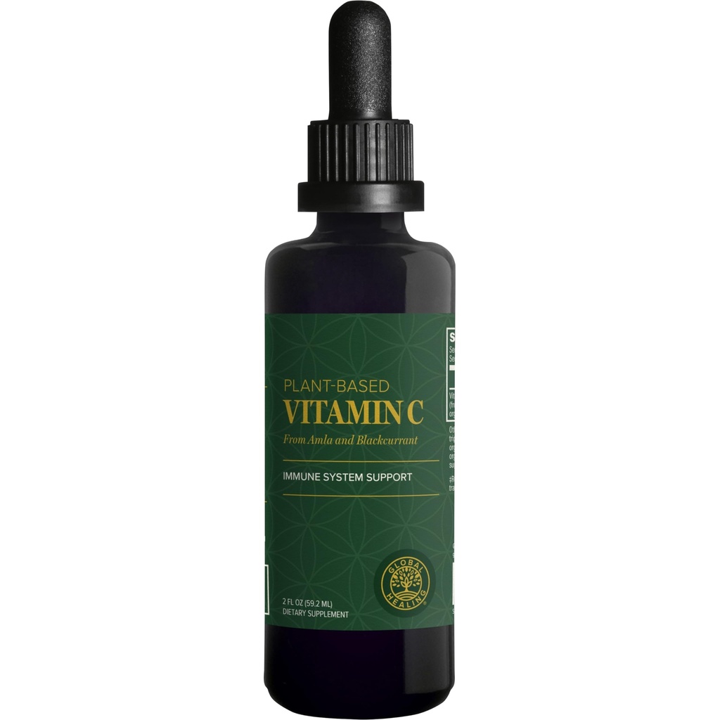 Global Healing Center USDA Organic Vitamin C Supplement Drops 180 mg, Flydende C Vitamin Plantbaseret Antioxidant Supplement, Understøtter immunsystemet - Vitamina C - Naturlig energi til mænd og kvinder (2 Oz)