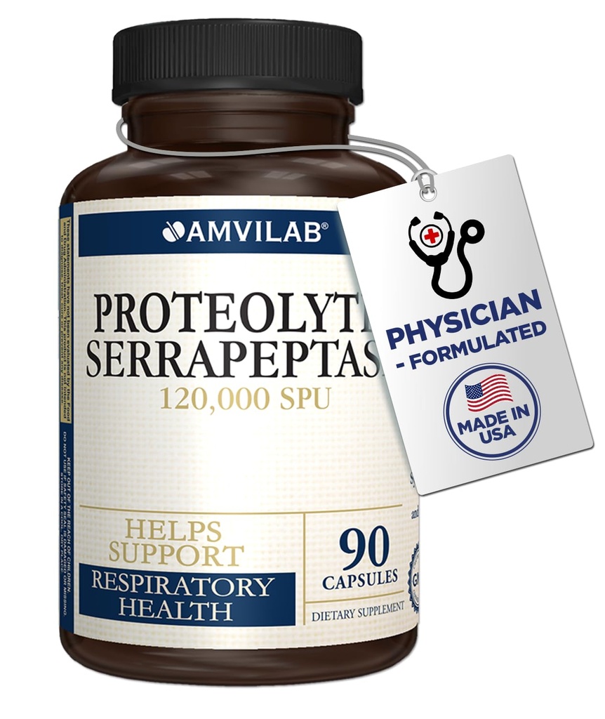 Nattokinase Serrapeptase Enzyme Supplement 120,000 SPU -Systemic Proteolytic Enzyme Formula for Circulation, Cardiovascular & Immune Support - Delayed Release, Non-GMO, GMP Certified- 90Count