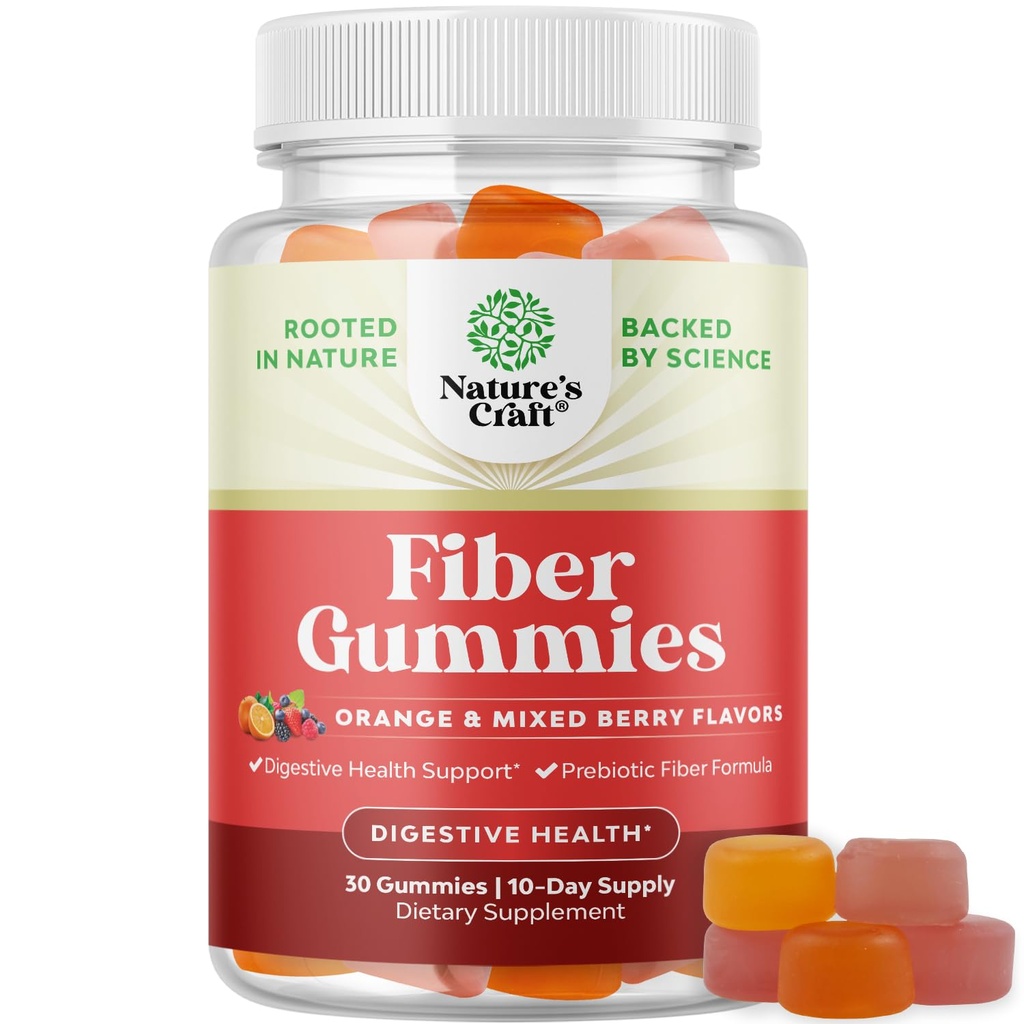 Tasty Prebiotic Fiber Gummies for voksne - High Fiber Supplement Gummies Vitaminer for voksne med Prebiotic Opløselige Chicory Root for Immunitet og fordøjelsesstøtte - Ikke GMO Vegan Halal 30 Greve