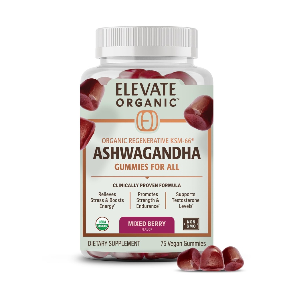 Regenerative Fermented KSM-66 Ashwagandha Vegan Gummies with Acti Veda™, Mixed Berry (600mg, 25 Servings), Up to 150% More Effective Than KSM-66 Alone
