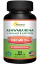 aSquared Nutrition Ashwagandha Supplements for Men & Women + Shilajit & Saffron - 120 Capsules - Pure Root Powder Complex - Pills Alternative to Gummies & Drops