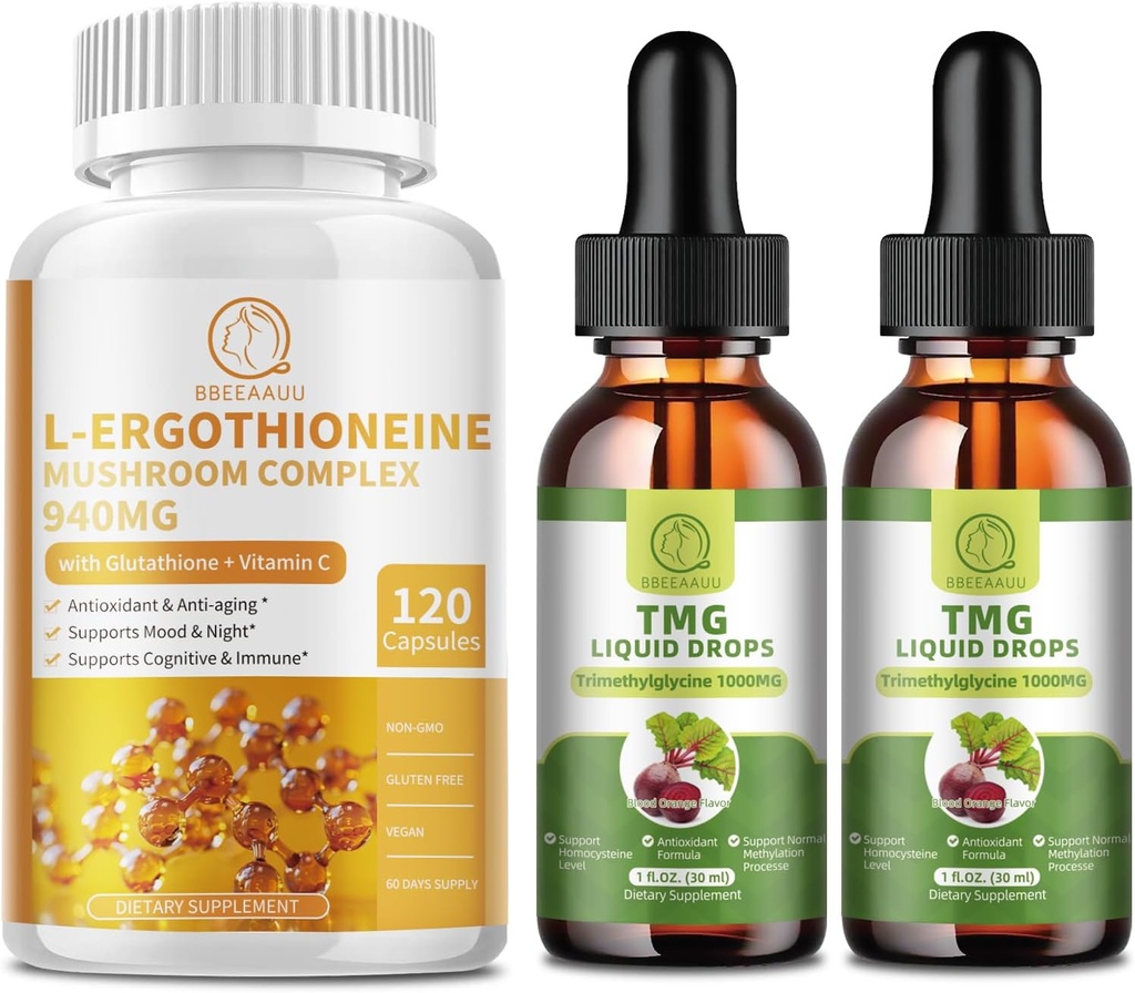L- Ergothioneine Mushroom Complex Capsules & TMG (Trimethylglycin) Flydende dråber