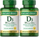 Nature's Bounty Vitamin D3 2000 IU, Immune and Bone Support, Vitamin Supplement, 1 Per Day, 240 Rapid Release Softgels (Pack of 2)