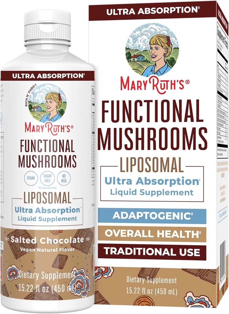 MaryRuth Organics Mushroom, Mushroom supplement, Mushroom flydende Vitamin, Reishi Mushroom supplement til immunforsvar, Tyrkiet Hale Vitamin til stress Relief, Vegan, Non- GMO, Gluten Free, 15.22 Fl Oz