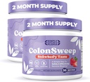 ColonSweep - Strawberry Flavored Probiotic Psyllium Husk Powder Colon Cleanser, 7.8 oz. Fiber Supplement Support for Gut Health - Rengøring til Bloating Relief & Detox- 30 Servere (Pack of 2)