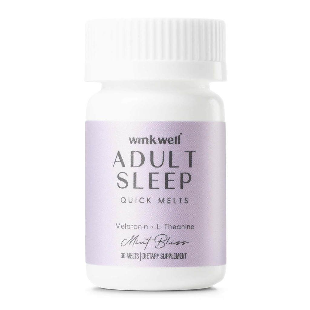 Wink Well 3 mg Melatonin Sugar Free Sleep Melts for Adults- Nighttime Natural Sleep Aid to Help Increase Sleep, Boost Immune System- Easy Dissolvable Sleep Supplement- 30 Tablets