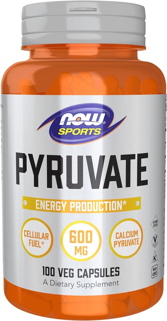 Now Foods Sports Nutrition, Pyruvat (Pyruvic Acid) 600 mg, Energiproduktion *, 100 Veg kapsler
