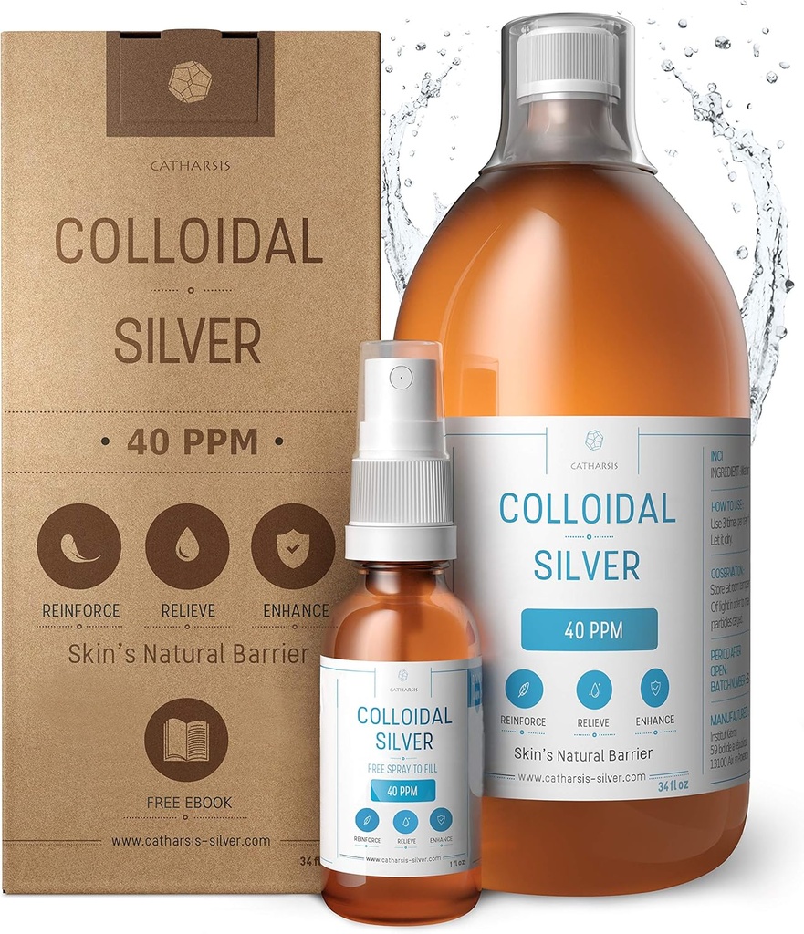 Premium kolloid sølv ● Optimal koncentration Formel, mindre partikler, bedre resultater ● Laboratory Certified ● Flydende sølv Lavet i EU ● Free Spray Flaske at fylde & Ebook (34 fl oz)