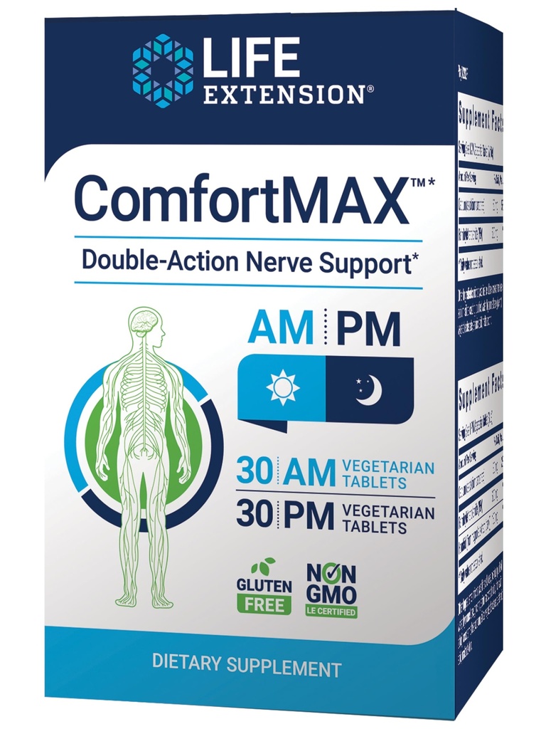 Life Extension ComfortMAX ™, honokiol og Pea for Nerve Support & ubehag Relief, Gluten- Free, Non- GMO, Vegetar, 60 tabletter